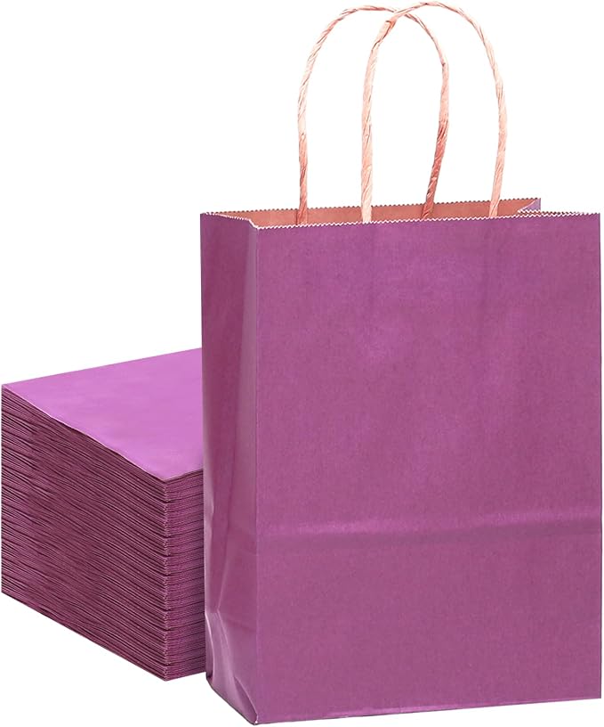 qiqee 32-Packs Deep Purple Paper Gift Bags - Image 4