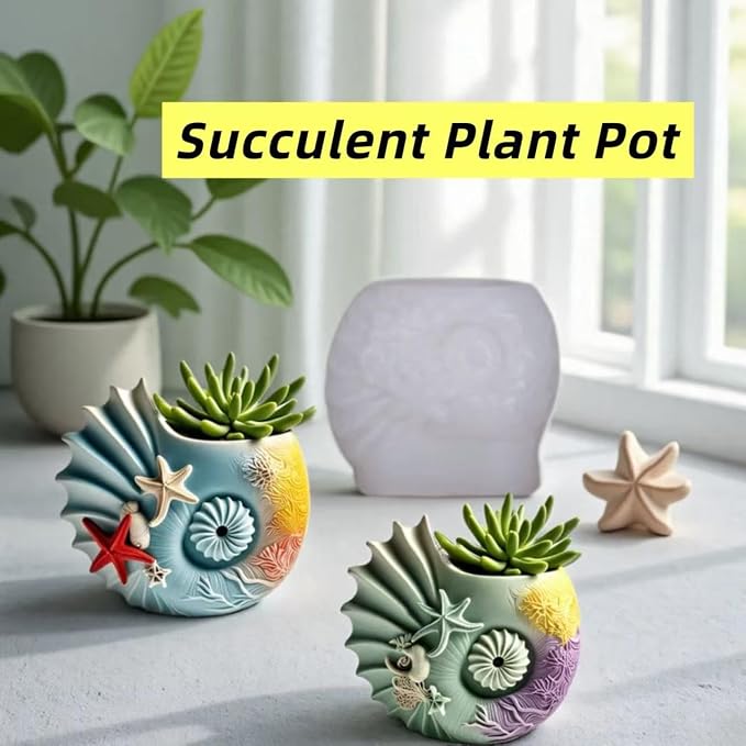Sea Animal Candle Holder Resin Molds Silicone Epoxy Resin Jar Conch Shell - Image 6