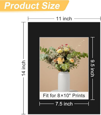 Phinus 8 Pack Picture Mats for Frames, Acid Free 11x14 Matted to 8x10, Picture - Image 2