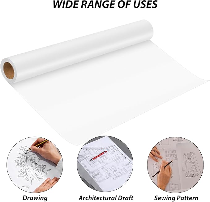 Tracing Paper Roll 36 Inches x 30 Yards, Large Trace Paper White Pattern Paper - Image 4