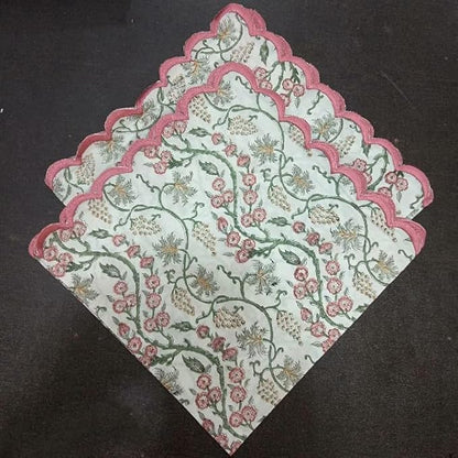 Ridhi Coral Pink Hand Block Print Napkins 18" x 18" Set of 4 Reusable Cotton - Image 8