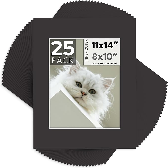 Mat Board Center, 11x14 for 8x10 Black Mats by MatBoardCenter
