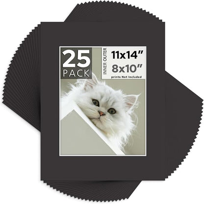 Mat Board Center, 11x14 for 8x10 Black Mats by MatBoardCenter