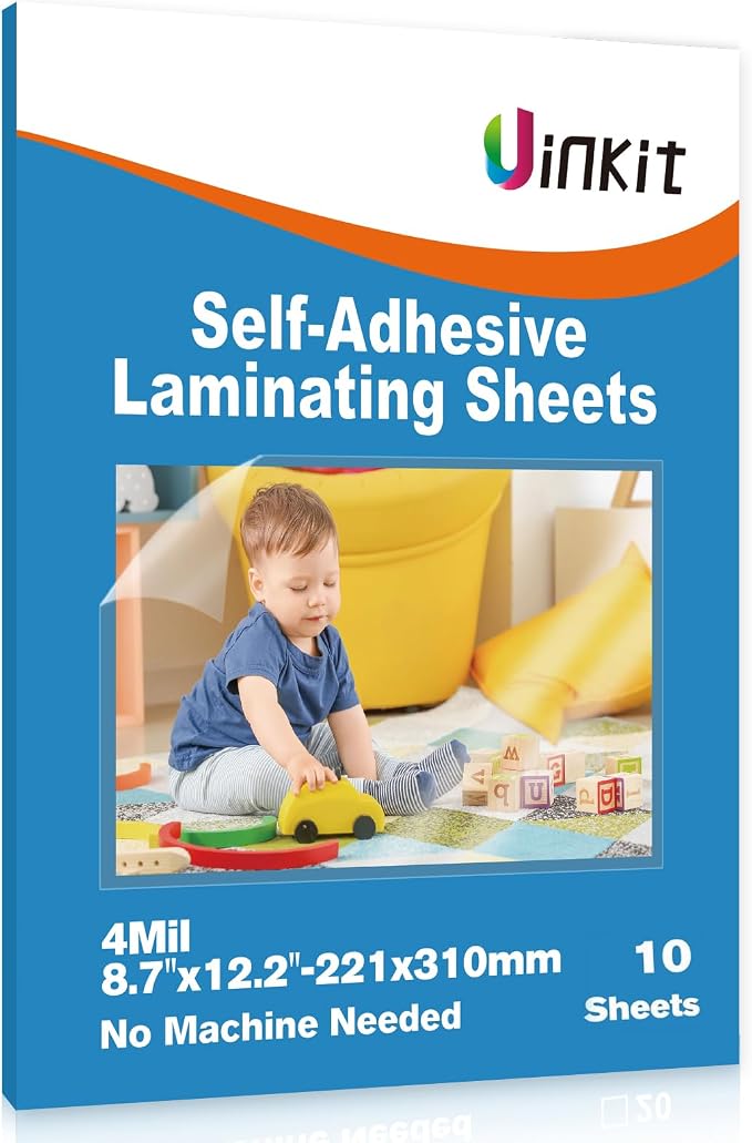 Uinkit 4Mil Thicker Single-Sided Self-Adhesive Laminating Sheets, Peel & Stick by UinkitPrintingMedia