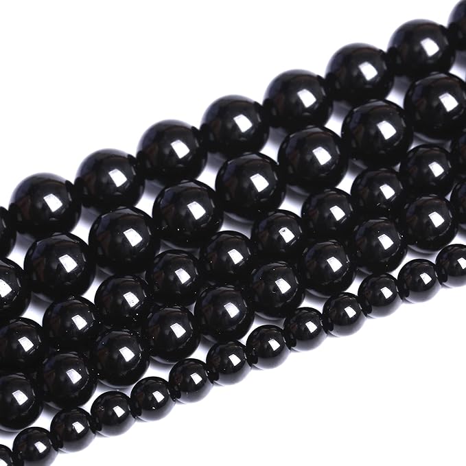 Natural Black Agates Onyx Stone Beads Smooth Round Loose Spacer Beads - Image 4