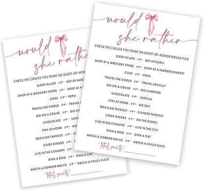 Wedding Shower Games Cards, Would She Rather Bridal Shower Game by Wybgno