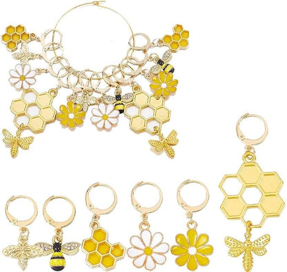 SUNNYCLUE 1 Box 12Pcs Bee Charms Knitting Stitch Markers Cute Removable Clip on by SUNNYCLUE