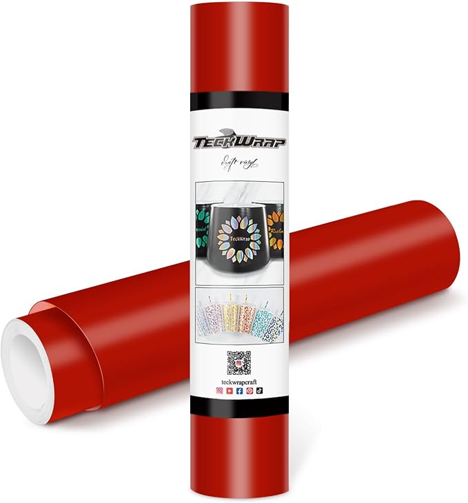 TECKWRAP Permanent Adhesive Vinyl 12" x 10ft, Matte Red by TECKWRAP