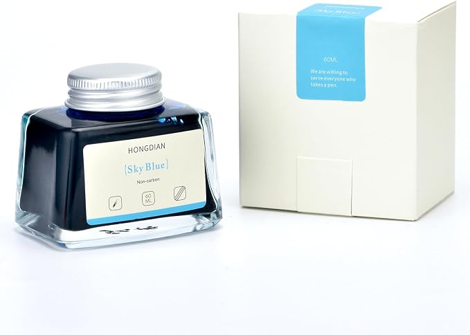 Hongdian Fountain Pen Bottled Ink Sky Blue Color, 60ml Non Carbon Inkwell Bottle - Image 3