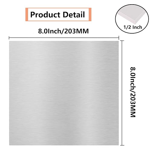 6061 T651 Aluminum Sheet Metal 8" x 8" x 1/2" Inch Flat Plain Aluminum Plate - Image 2