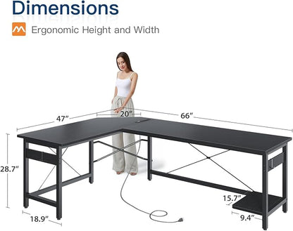 Coleshome 66" L Shaped Gaming Desk - Image 3
