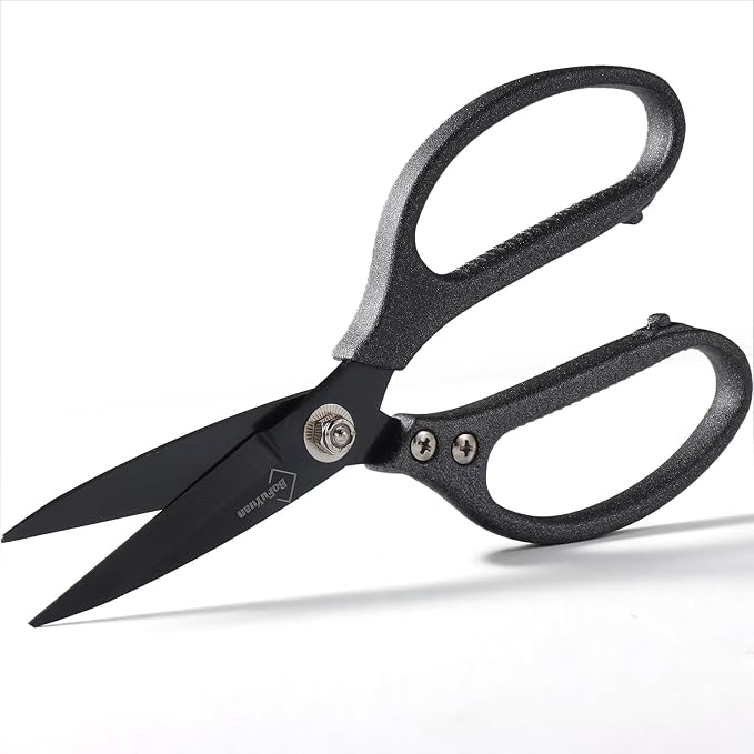 Heavy Duty All Purpose Scissors, Stainless Steel Blades, Frosted Gray Comfort by BoFuYuan