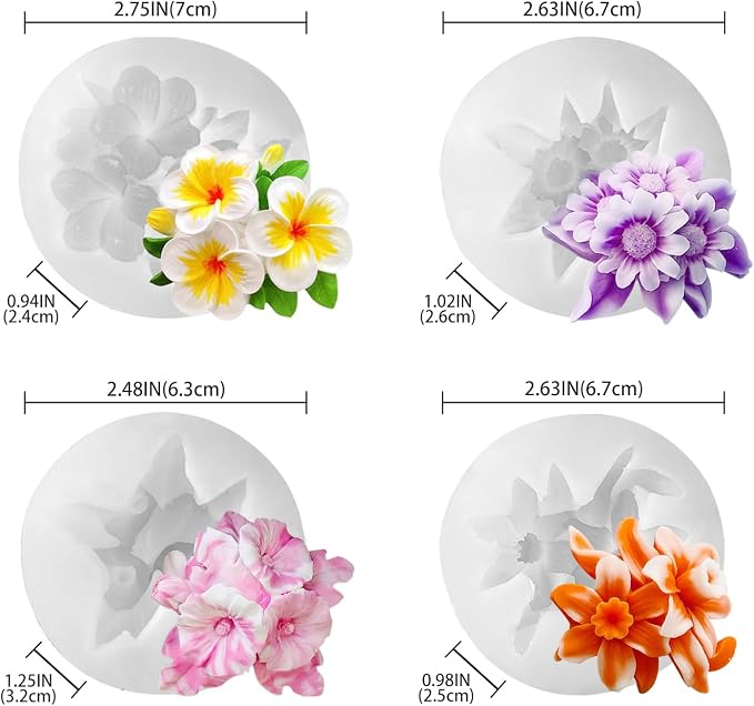 4PCS Flower Silicone Mold 3D Cute Flower Resin Candle Molds - Image 3