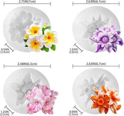 4PCS Flower Silicone Mold 3D Cute Flower Resin Candle Molds - Image 3