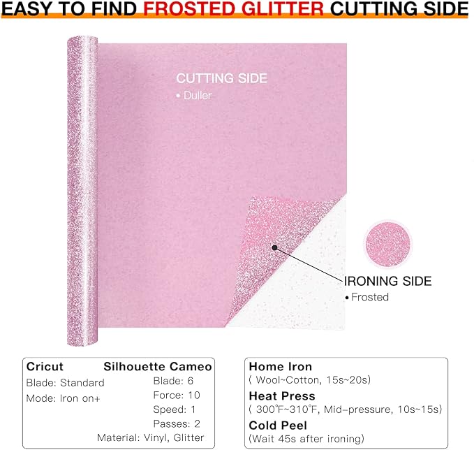 HTVRONT Pink Glitter HTV Heat Transfer Vinyl Rolls - Image 5