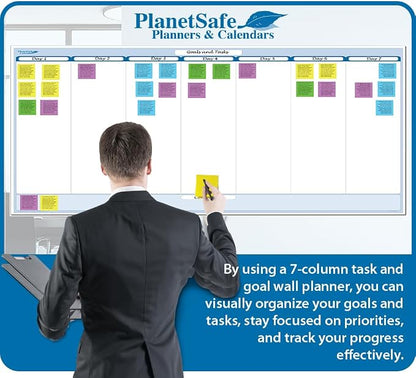 Sky Blue 7-Column Task, Goals & Objective Wall Horizontal Organizer 36" x 75". - Image 2