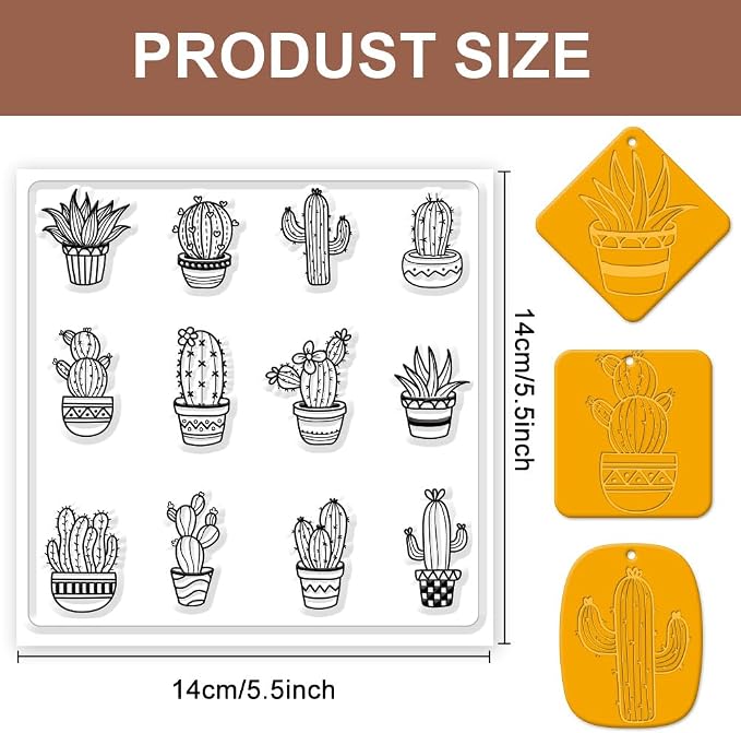 CHGCRAFT Polymer Clay Texture Sheet Cactus Clear Clay Texture Mat Silicone - Image 2