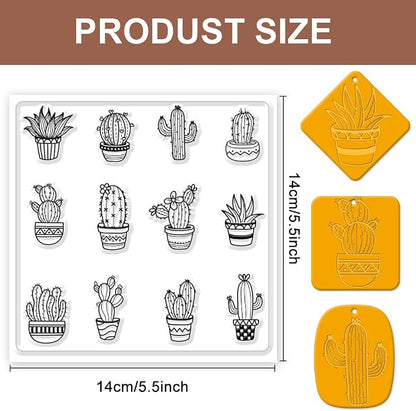 CHGCRAFT Polymer Clay Texture Sheet Cactus Clear Clay Texture Mat Silicone - Image 2