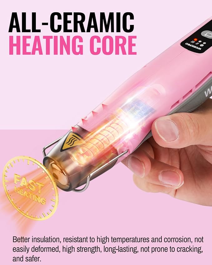 WORKPRO 7.2V Mini Cordless Heat Gun, 680℉ Hot Air Gun - Image 5