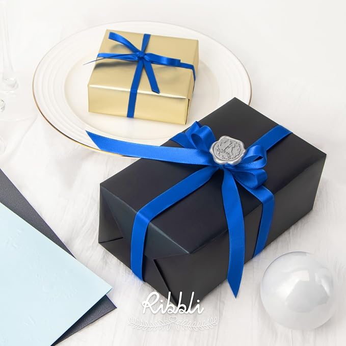 Ribbli Royal Blue Satin Ribbon Double Faced Satin 1/4 Inch x Continuous 100 - Image 3