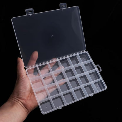 2pcs 24 Grids Clear Plastic Organizer Box Fixed Compartment Storage Container - Image 4
