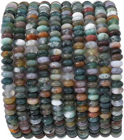 Natural Indian Agate Disk Stone Beads 4x2mm 160pcs Rondelle Loose Semi Gemstone by Beadia