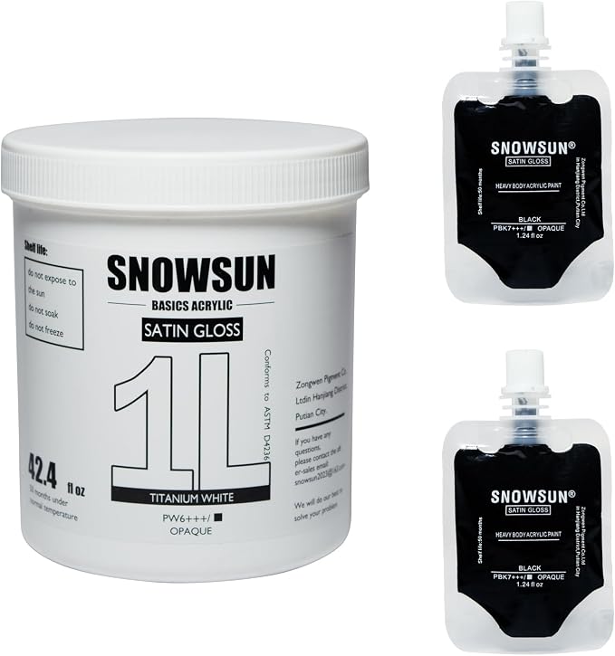 SNOWSUN Large Bulk Acrylic Paint, Titanium White Acrylic Paint 1L /42.4 oz by PainttheLightofInspiration