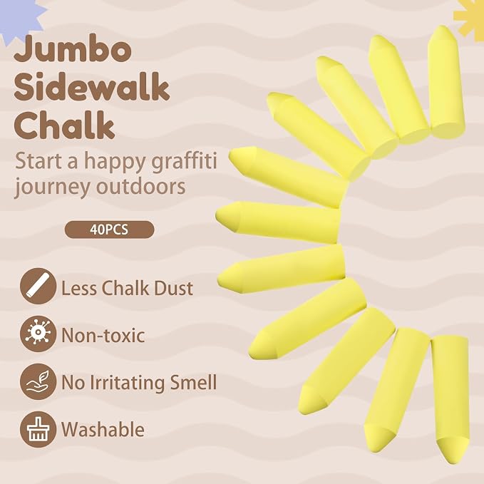 Fulmoon 40 Pcs Jumbo Sidewalk Chalk - Image 6