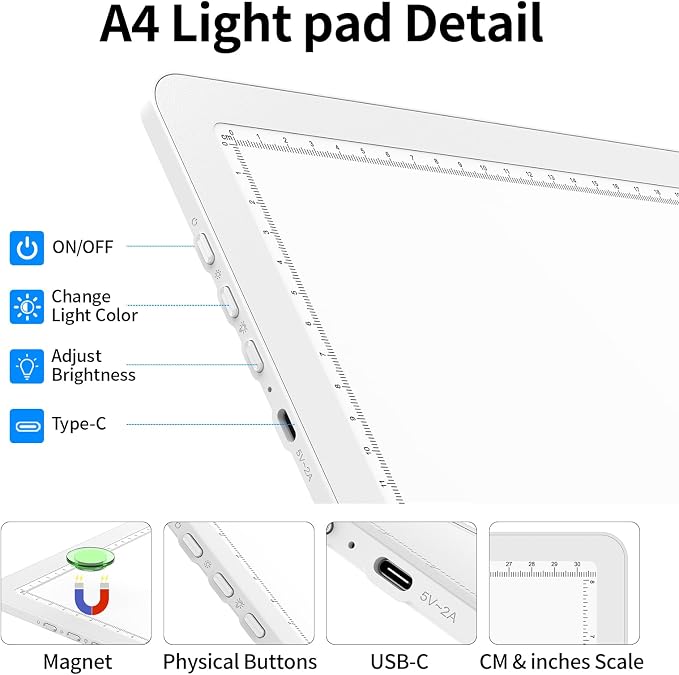 TOHETO A4 Light Board with Bag for Diamond Painting, Super Bright Magnetic - Image 6