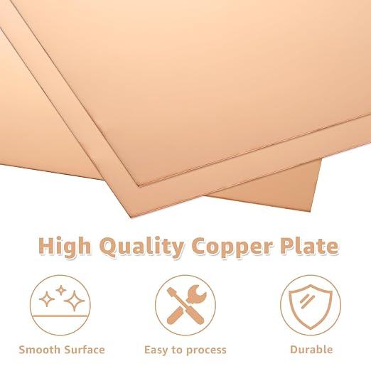 2PCS Pure Copper Sheet 12”x 12”x 0.02”, 24 Gauge Thickness, 99.9% Cu Metal - Image 3