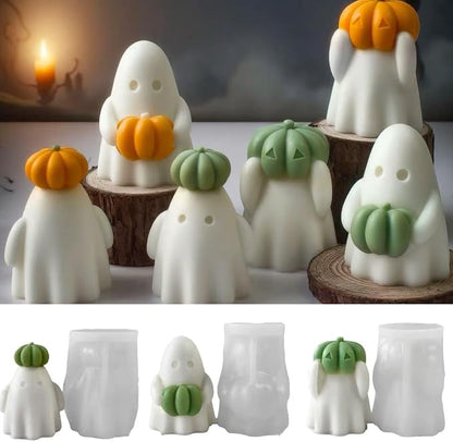 3 Pcs Ghost Holding Pumpkin Resin Mold, Halloween Candle Making Molds Fun Kit by Unknown