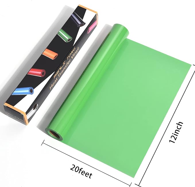 RENLITONG Green Iron on Vinyl 12Inch by 20ft Roll HTV Heat Transfer Vinyl - Image 3