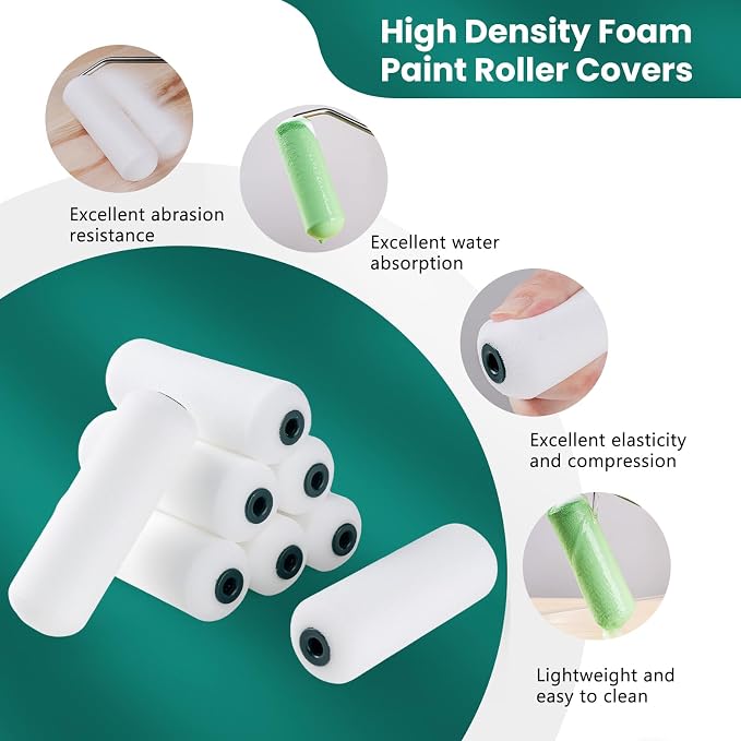 Foam Paint Roller, 8 Pack, 4 Inch Small Paint Roller Kit - Image 5