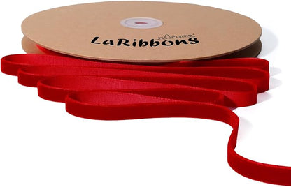 LaRibbons Thin Velvet Ribbon 3/8 Inch x 25 Yards, Gift Wrapping, Wreath Bow by LaRibbons