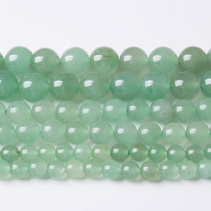 48PCS 8MM Natural Green Aventurine Stone Beads Energy Healing Beads by JIANJING