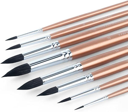 Transon 8pcs Round Watercolor Paint Brush Set Goat Hair - Image 9