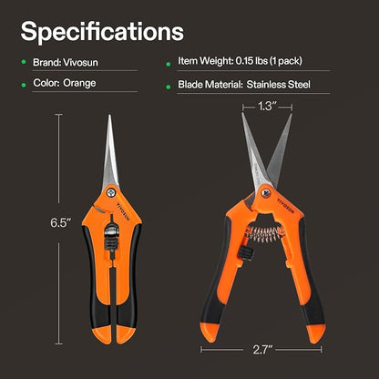 VIVOSUN 6-Pack 6.5 Inch Gardening Scissors Hand Pruner Pruning Shear - Image 3