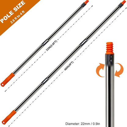 3 PCS Total 4 Ft Extension Pole, Paint Roller Stainless-Steel Threaded Splicing - Image 2