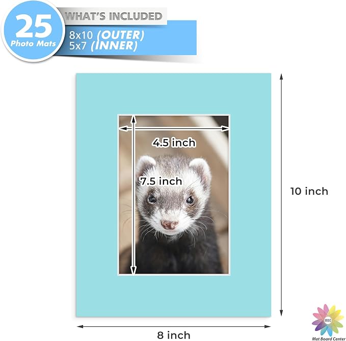 Mat Board Center, 8x10 Mixed Colors White Core Picture Mats Mattes Matting - Image 3