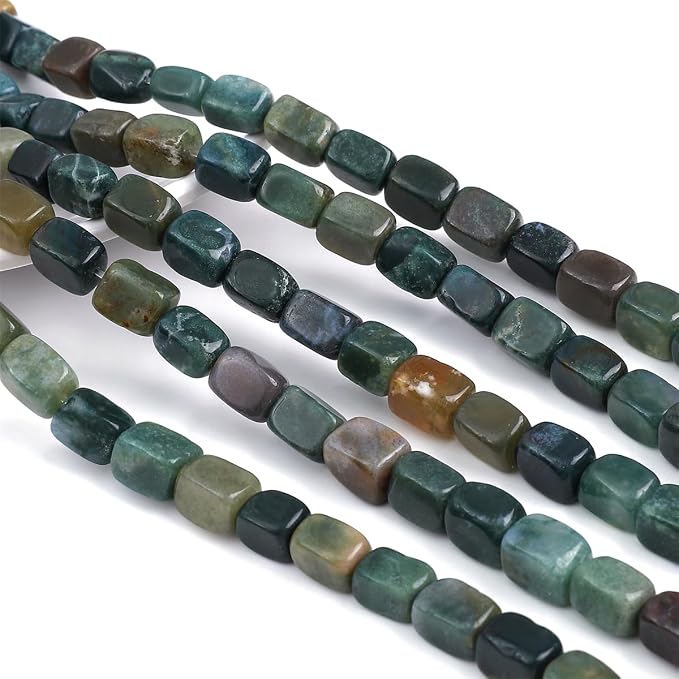 Natural Indian Agate Cuboid Stone Loose Semi Gemstone Beads - Image 5