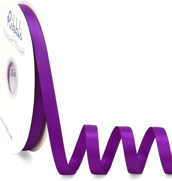 Ribbli Purple Satin Ribbon Double Faced Satin 1/2 Inch x Continuous 100 by Ribbli