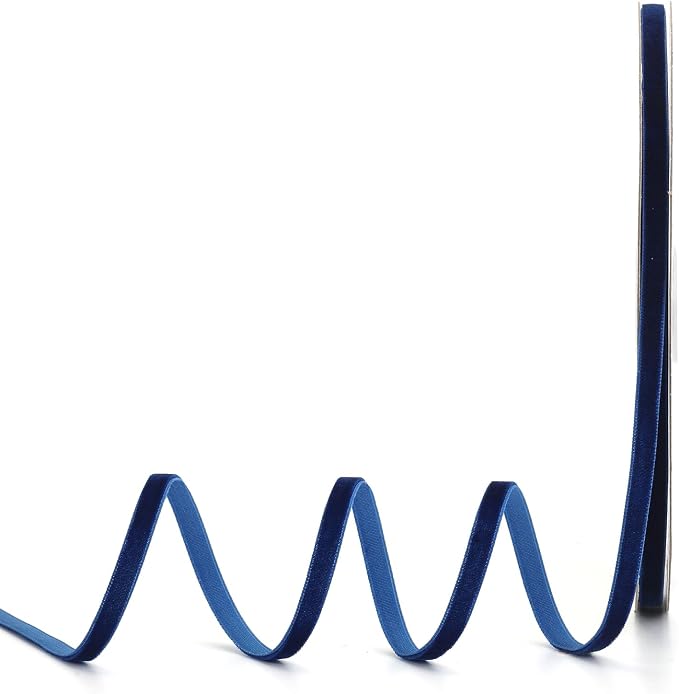 Navy Blue Velvet Ribbon, 1/4" W x 20Yd Single Face, Hair Bows, Handmade Craft by Lemon+Park