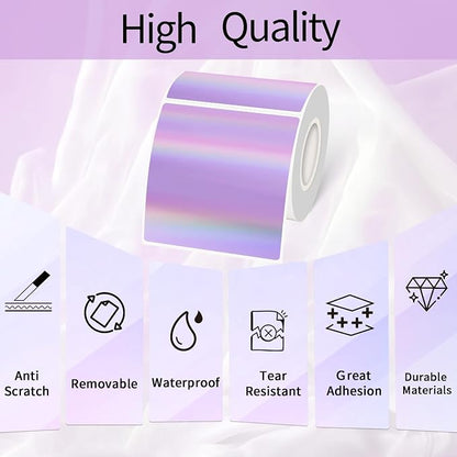 Holographic Square Thermal Labels Stickers 3" x 3", Direct Square Thermal - Image 4
