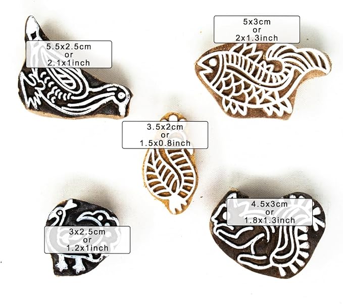 Hashcart Wooden Indian Traditional Design Printing Stamps/Blocks - Image 4