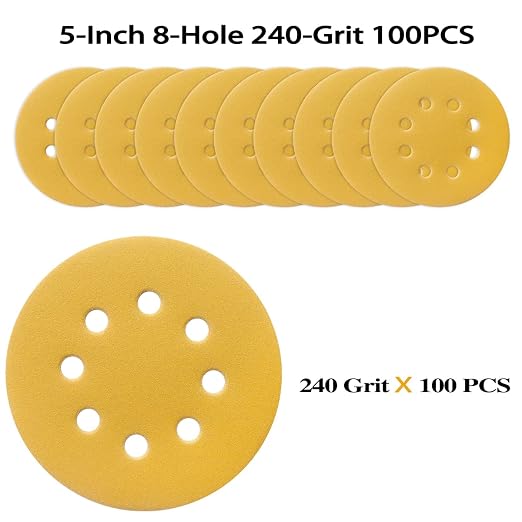 100PCS 5 Inch 8 Hole Sanding Discs 240 Grit - Image 2