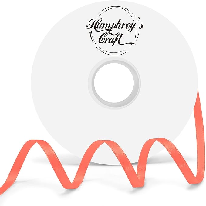 Humphrey's Craft 1/4 Inch Neon Orange Double Faced Satin Ribbon by HumphreysCraft