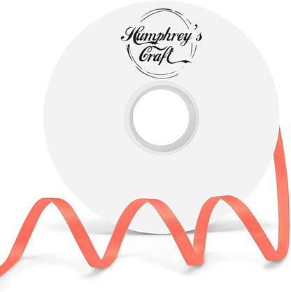 Humphrey's Craft 1/4 Inch Neon Orange Double Faced Satin Ribbon by HumphreysCraft