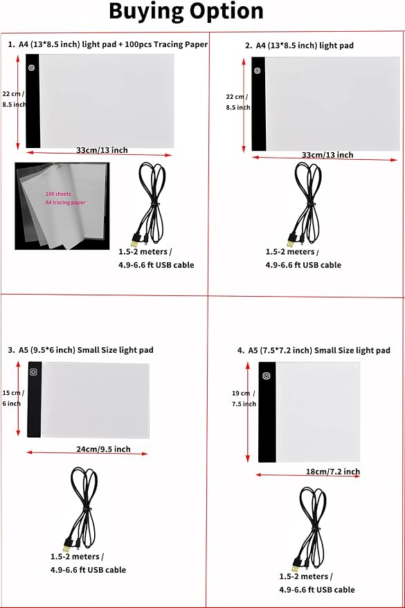 Ultra-Thin Portable A4 LED Light Box Tracer w/USB Cable Dimmable Brightness LED - Image 7