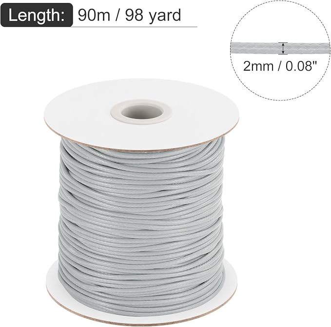 MECCANIXITY Waxed Cord 2mm Waxed Polyester Cord 98 Yard Wax String - Image 2