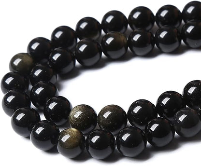AAA Natural Gold Obsidian Gemstone Beads Energy Healing Power Stones Round - Image 5